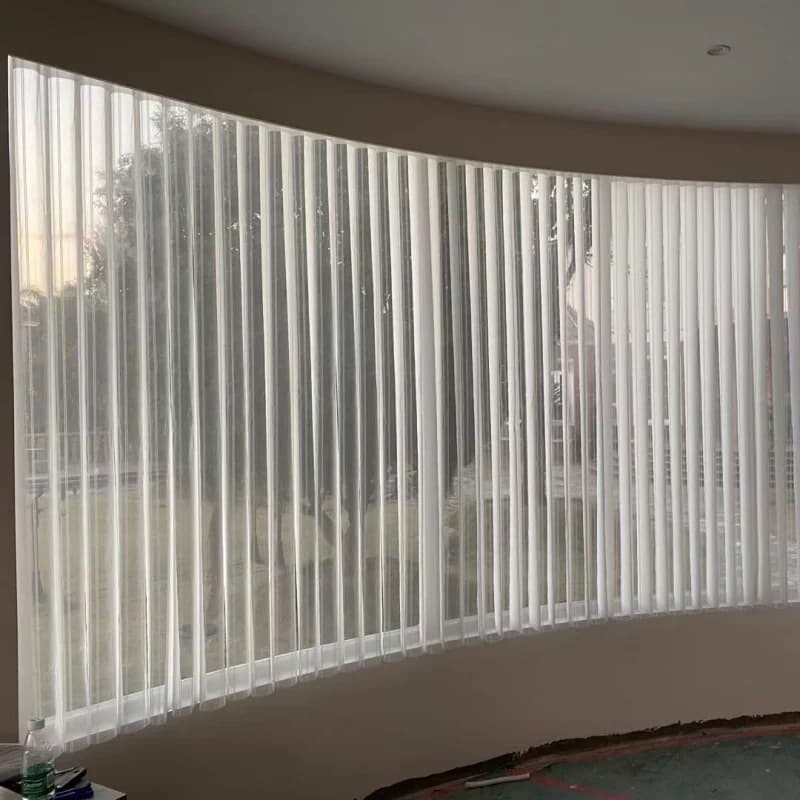Custom Size Motorized Vertical Dream Curtain Alexa Google Wifi Compatible Light Filtering Adjust Light Fabric For Sliding Doors