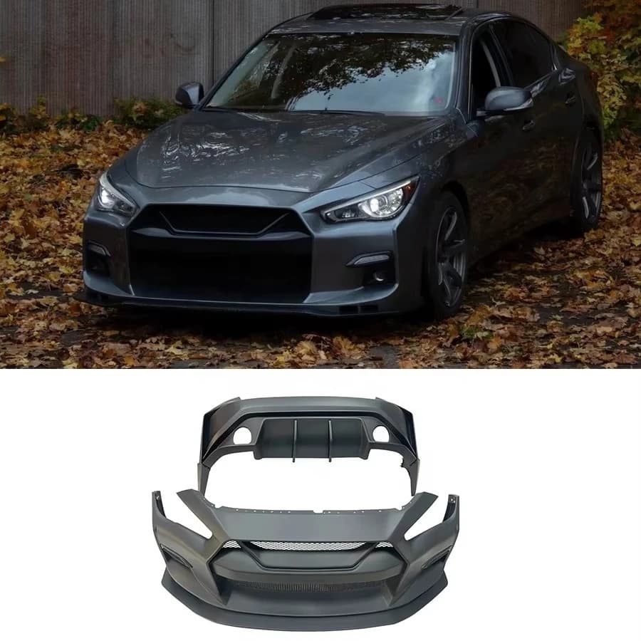 For Q50 Q50L 2014+ Upgraded LB Style Wide Bodykit FRP Car Front Bumper Lip Rear Bumper Diffuser Spoiler Body Kits