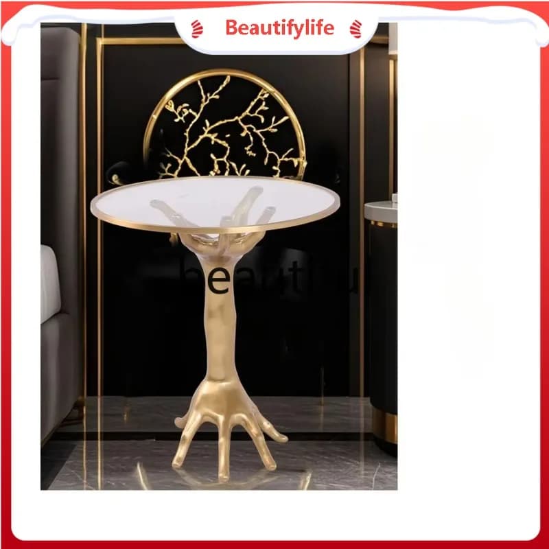 Italian light luxury brass tea table household simple high-end modern, casual metal copper coffee table  H