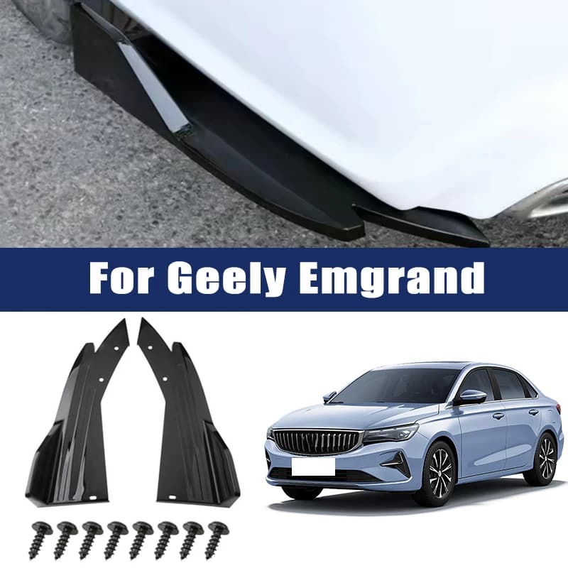 2pcs Car Rear Bumper Spoiler Lip Carbon Fiber Wing Trim Anti-crash Diffuser Side Skirt Wrap Angle Splitter For Geely Emgrand