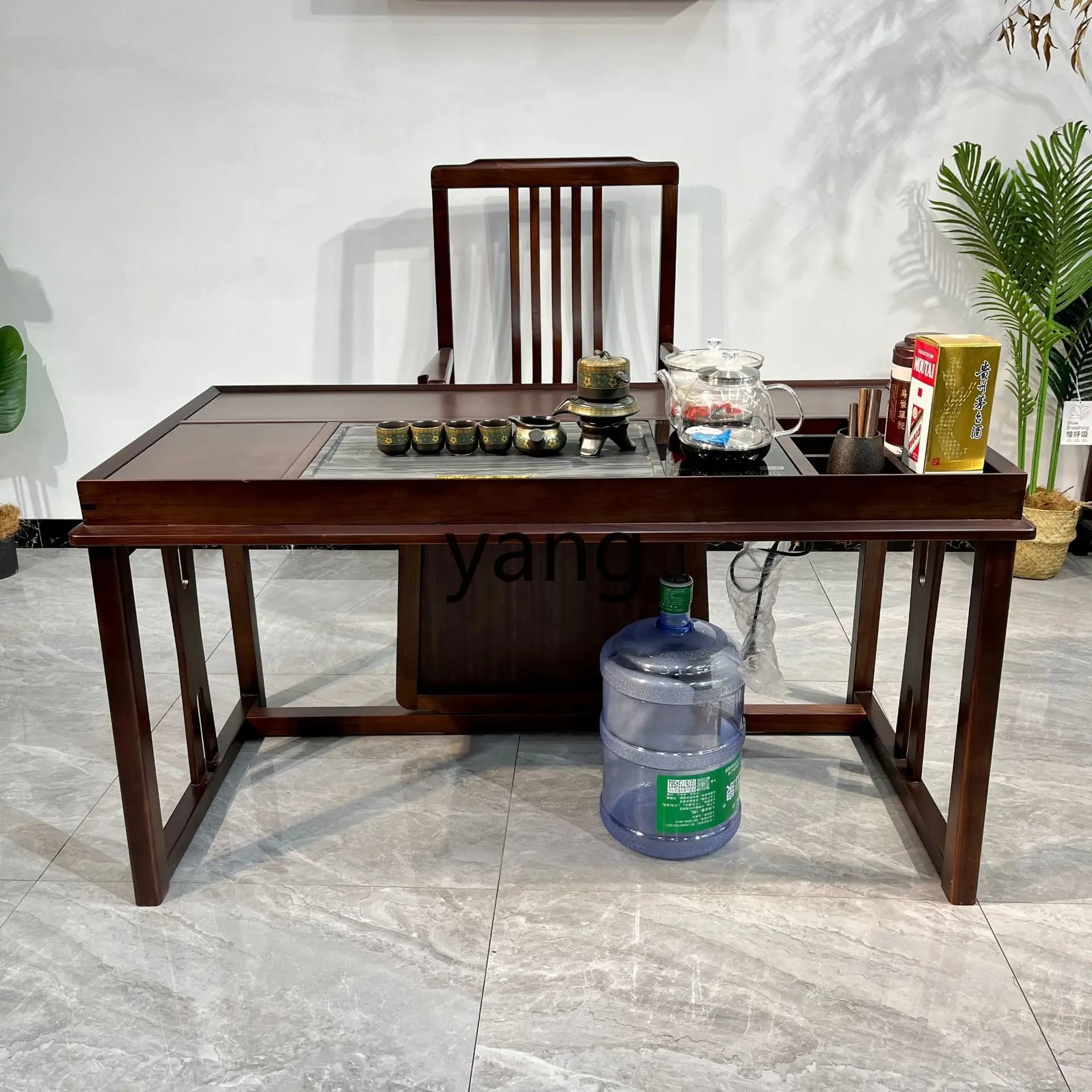 LTT new Chinese solid wood tea table and chair large apartment office combination coffee table living room home tea table