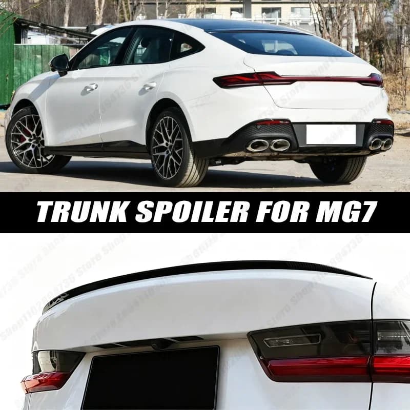 120CM Glossy Black Soft Rubber Universal Rear Trunk Spoiler 5D Carbon Look Tail Wing Fit For MG 7 Car Accessories