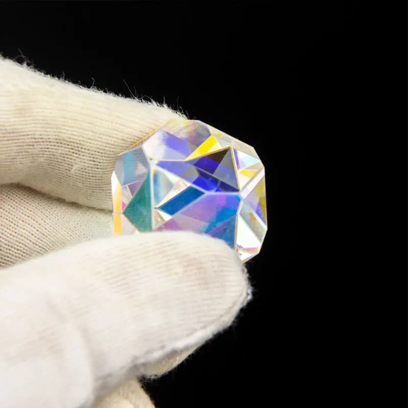 Rainbow Optical Glass Polyhedron Prism Cube Prism for Decorative Education 1pc