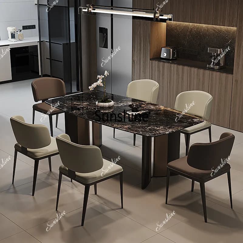 Light luxury household rectangular dining table, small apartment dining table