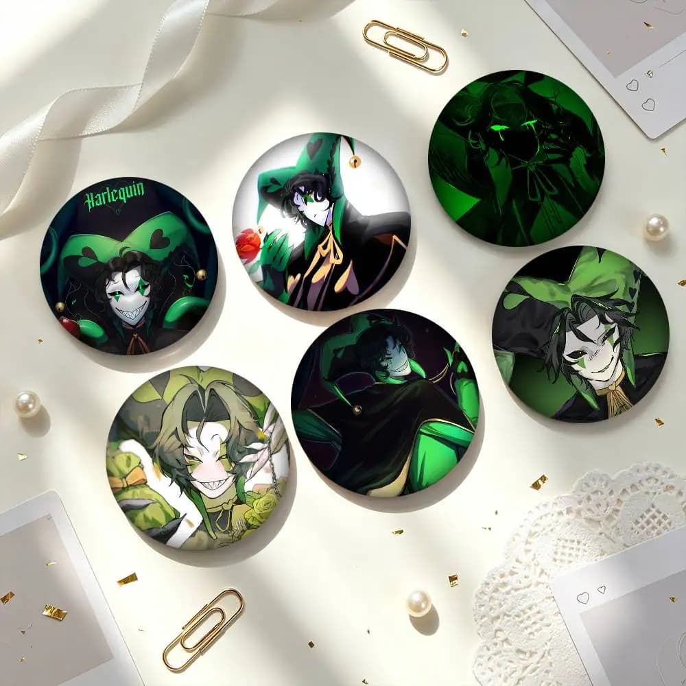H-Harlequin Game The Freak Circus  25mm 32mm 44mm 58mm 75mm Brooches Badges Pins for Accessories Gift