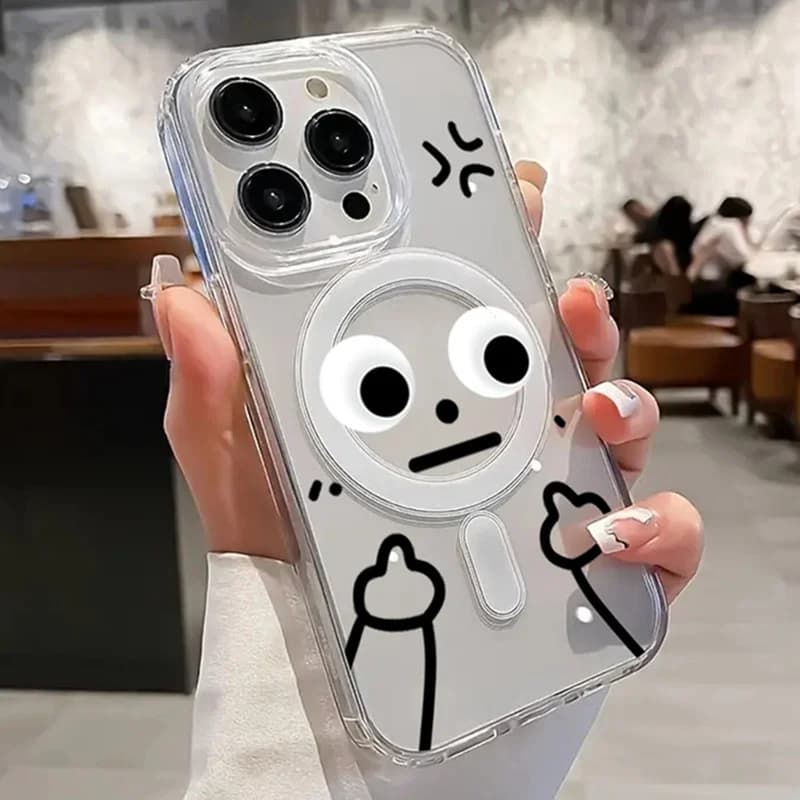 Cute Cartoon Matchman Clear  Phone Case For iPhone 17 16 11 12 13 14 15 Pro Max XR XS X 7 8 Plus SE2 16E Magnetic Cover
