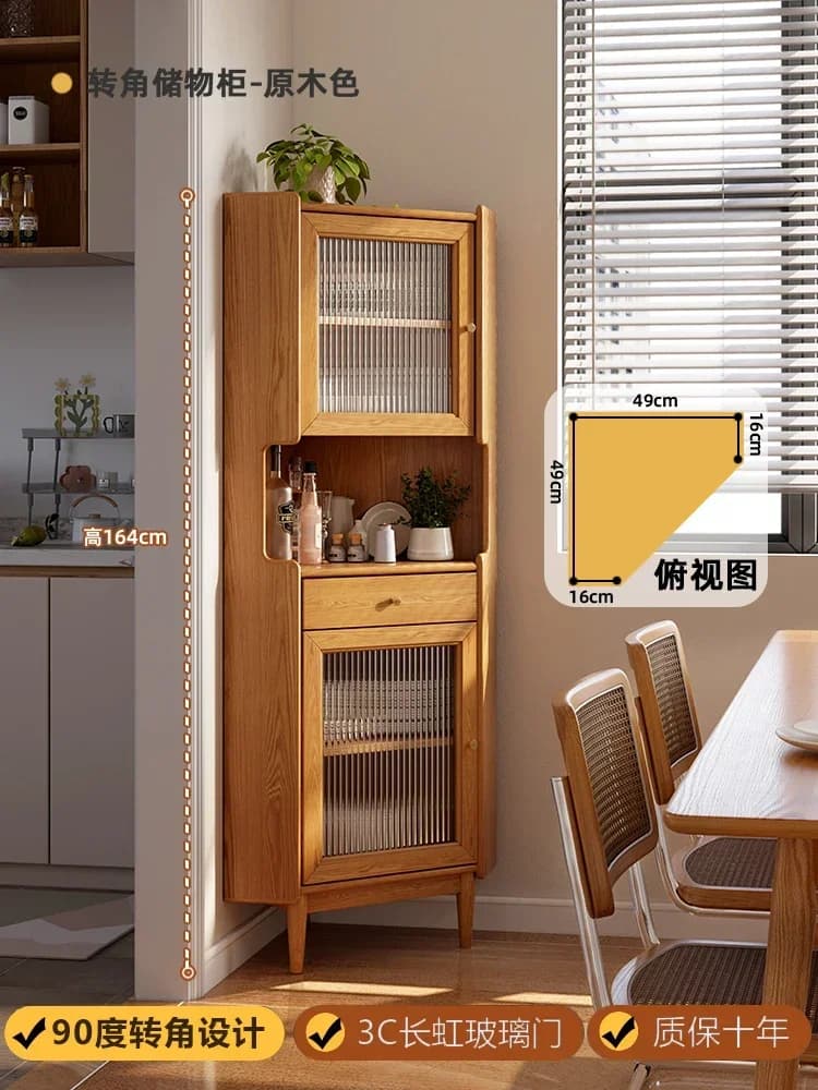 GZ-2 solid wood corner cabinet dining room corner side cabinet living room triangle wine cabinet rack furniture
