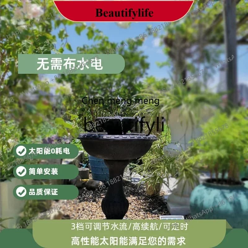 D178  Fountain Outdoor courtyard Solar fountain Large circulating water ornament Decorative fiberglass sandstone