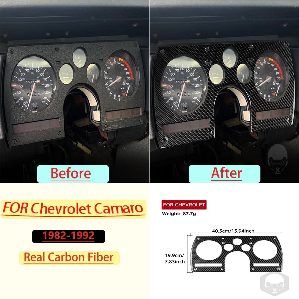 Real Soft Carbon Fiber For Chevrolet Camaro 1982-1992 Car Instrument Panel Trim Customizable Car Sticker Interior Accessories ﻿