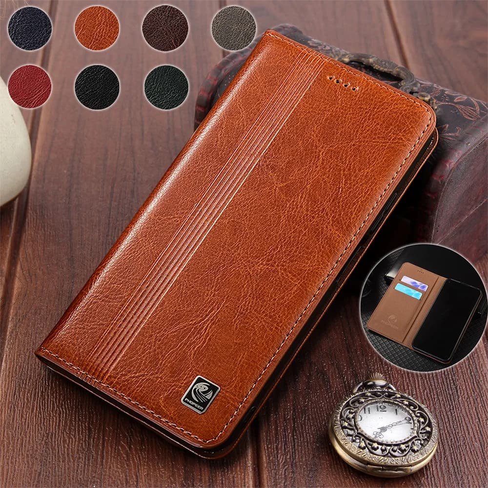 Vertical Line Genuine Leather Flip Case For Redmi K20 K30 K30S K40 K40S K50 K60 K60E K70 K70E K80 K90 Pro Max Ultra Cover Cases