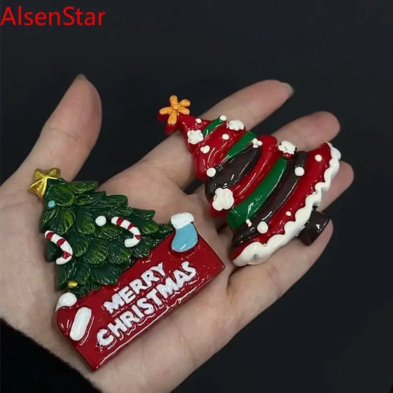 1 Pair Christmas Tree Refrigerator Magnet 3D Creative Cute Atmosphere Decoration Fridge Message Board Entrance Sticker