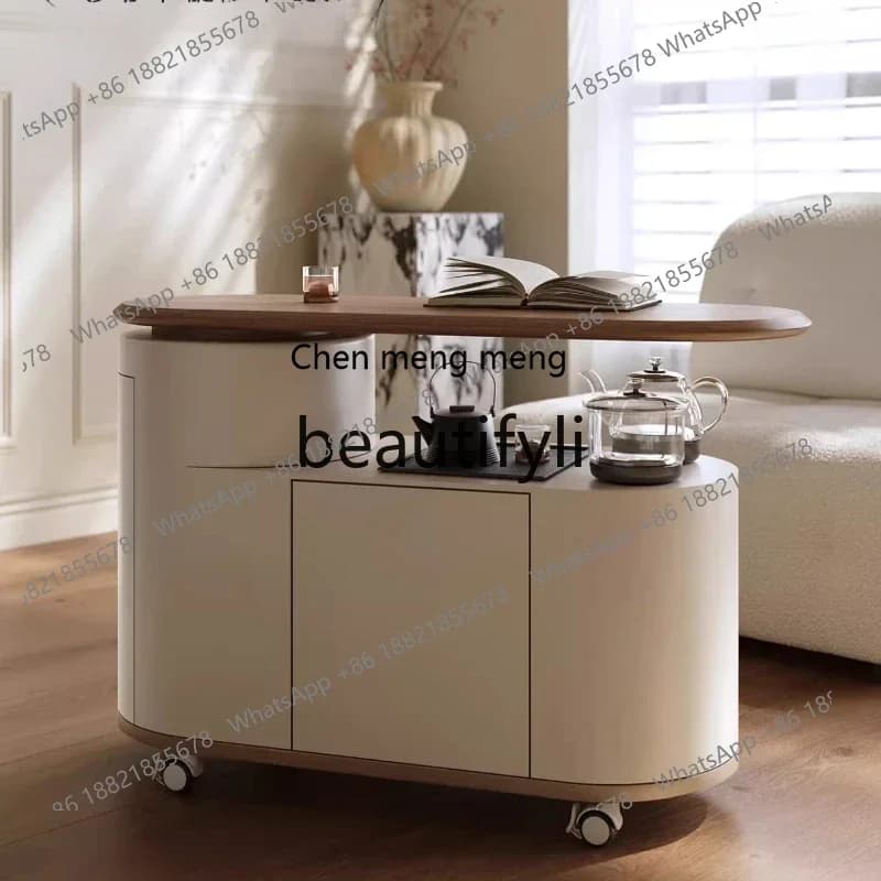 D178  Mobile tea table Modern coffee table Rotating light luxury sofa Side cabinet Living room Small tea cart