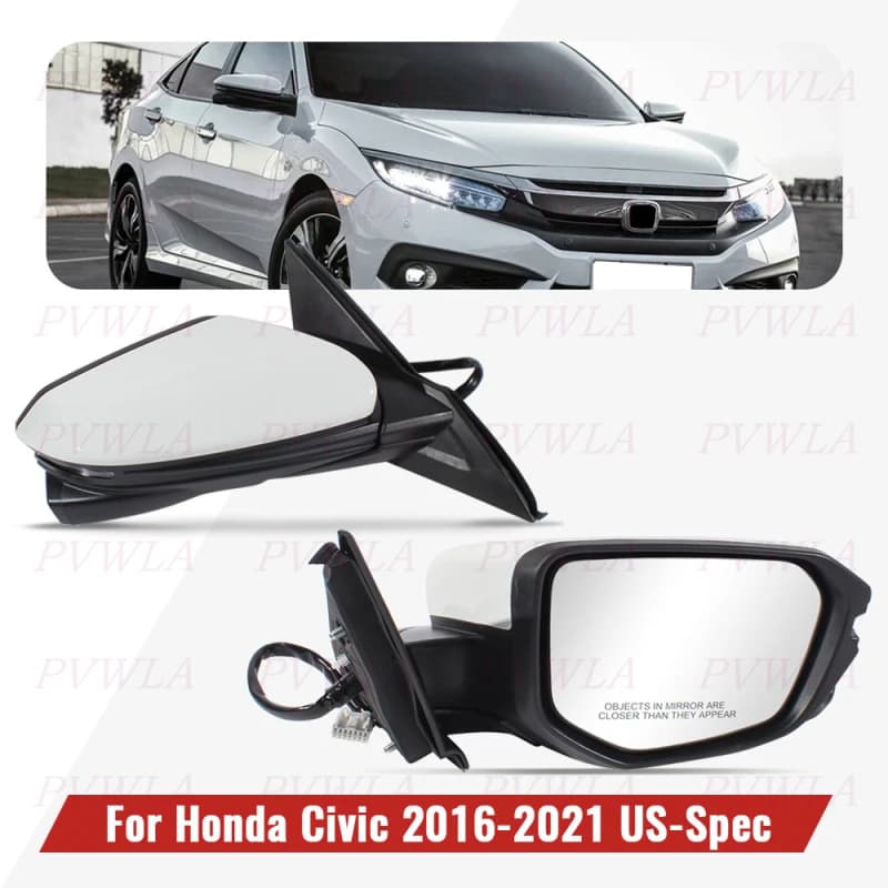 13/14 PIN White Painted Camera Turn Light 1pc Right Rear Mirror Assembly For Honda US Version Civic 2016-2021 Car Accessories