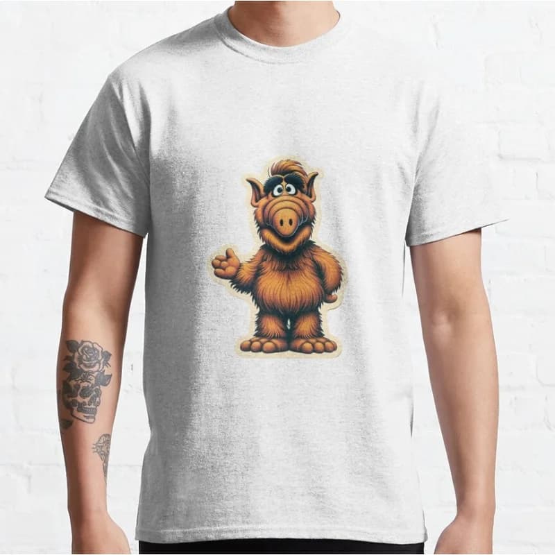 0210 Alf Men's T Shirts Tv Comedy Gordon Shumway Sitcom Cat Series Alien Hipster Tee Short Sleeve 100% cotton  All size tops