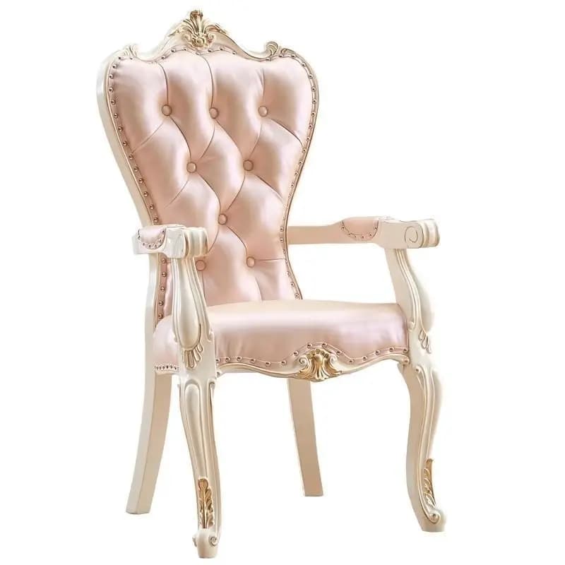 Dining chair pastoral solid wood fabric dressing desk manicure backrest stool single home dining room chair