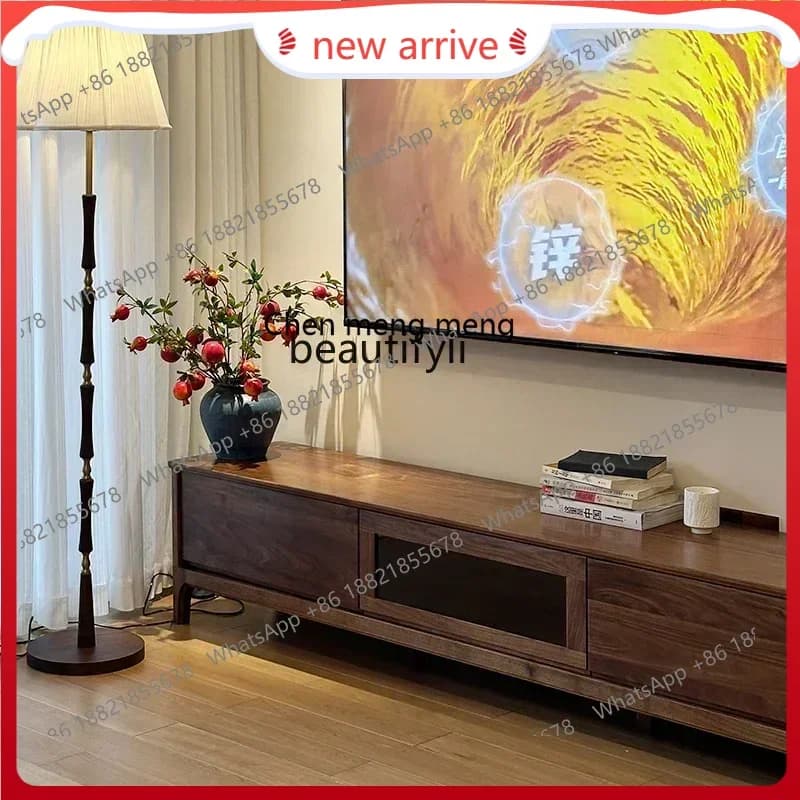 SS new styleNorth American black walnut TV cabinet, medieval all-solid wood living room storage TV cabinet ss 7486 ss 7486