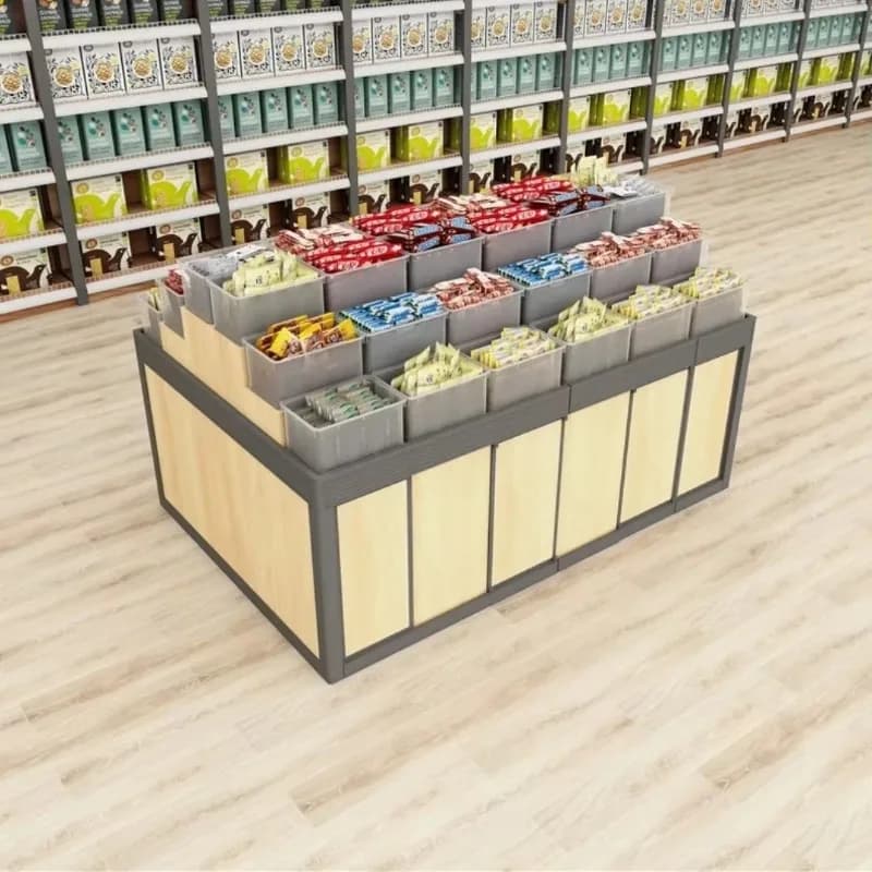 GZ-11 Supermarket Bulk Snack Shelf Multigrain Dried Fruit Candy Fried Goods Store Goods Commercial Round Bulk Display Cabinet