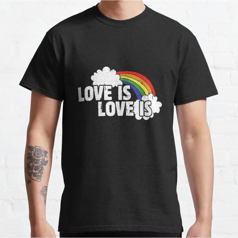Love is Love lgbtq pride month gift clothing Short-sleeve crewneck T-shirt for men large size Adult Tops S-6xl