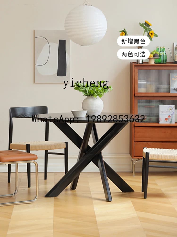 X4   Solid Wood round Table Retro Domestic for Dinner