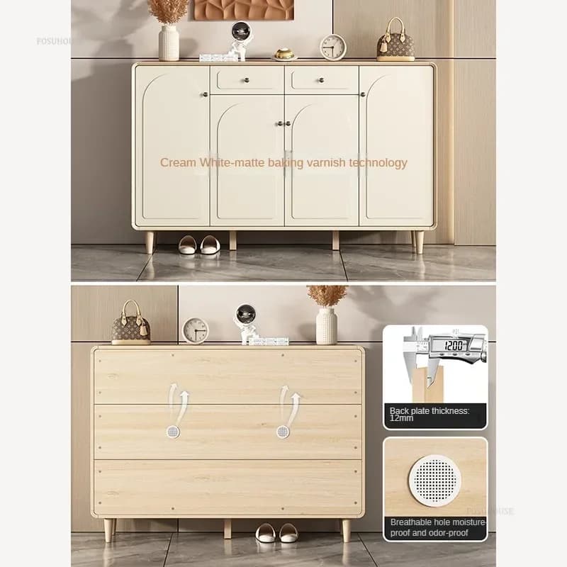 b11-Wooden Shoe Cabinets for Living Room Integrated Drawer Storage Shoerack Nordic Light Luxury Designer Shoe Rack for Office