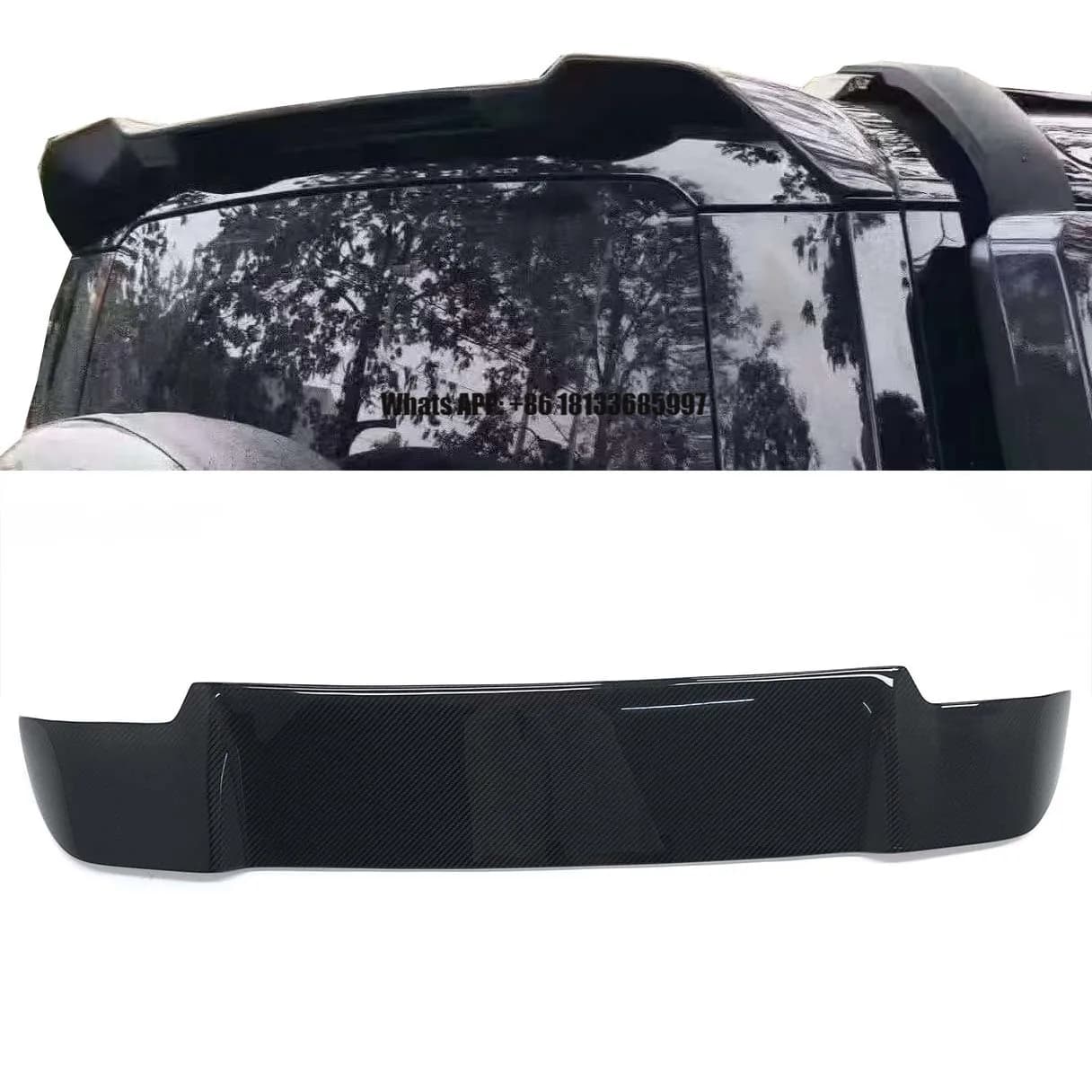 High Quality Carbon Fiber Rear Spoiler with Single Deck and Glue Tape Installation for Land Rover Defender 90 110 2015-2016