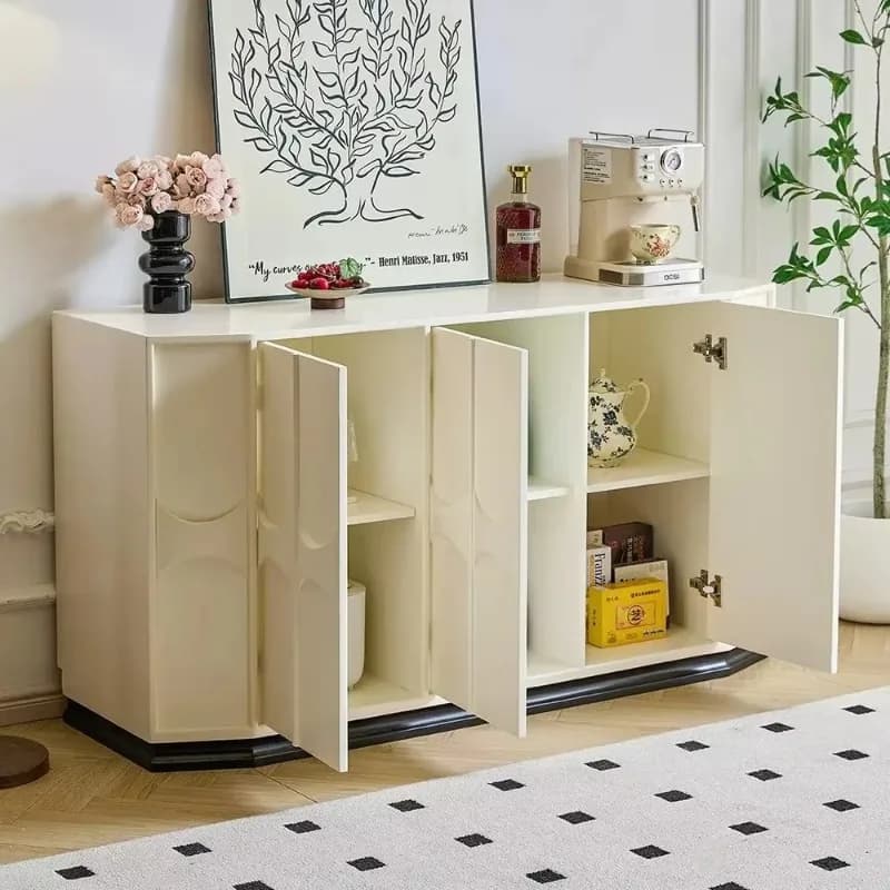 d1 living room pure solid wood dining side cabinet integrated against the wall floor cream wind storage light luxury bedside