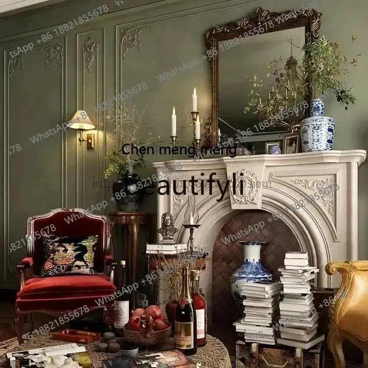 D178   American country solid wood single sofa chair French retro living room casual armrest chair