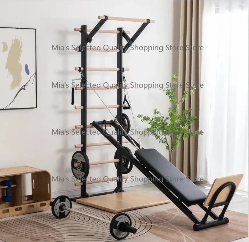 Versatile Indoor Home Workout Total Body Strength Training Fitness Equipment Steel Swedish Wall Ladder Bars Set with Pull Bar