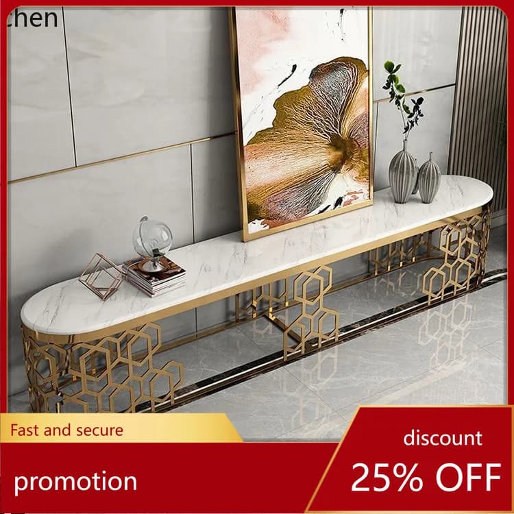 YFY Light Luxury Marble Corner Table Hotel Lobby Sales Office Round TV Cabinet gold Simple