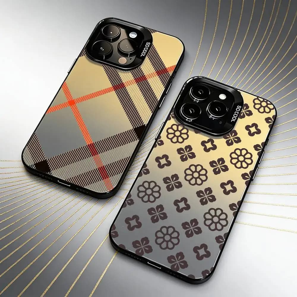 Luxury Trend Plaid PatternS Phone Case For iPhone 16 17 15 14 12 13 Pro Max Black Candy Matte Shockproof Cover