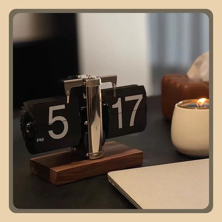 2026 Retro Flip Clock - Digital Vintage Alarm Clock with Large Display, Battery Powered, for Bedroom/Office Décor Digital Clock