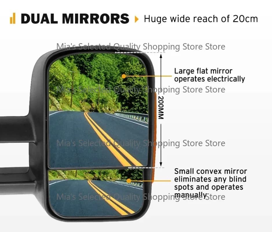 Black Pair Towing Mirrors for 2015-on AA Vehicle Exterior Mirror Extension Set for Enhanced Visibility And Safety