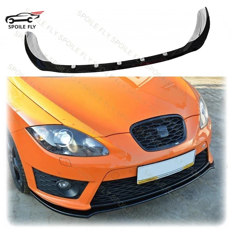 For Seat Leon MK2 Cupra/FR 2009 2010 2011 2012 High Quality ABS 3/Pcs Car Front Lip Bumper Spoiler Glossy Black Body Kit