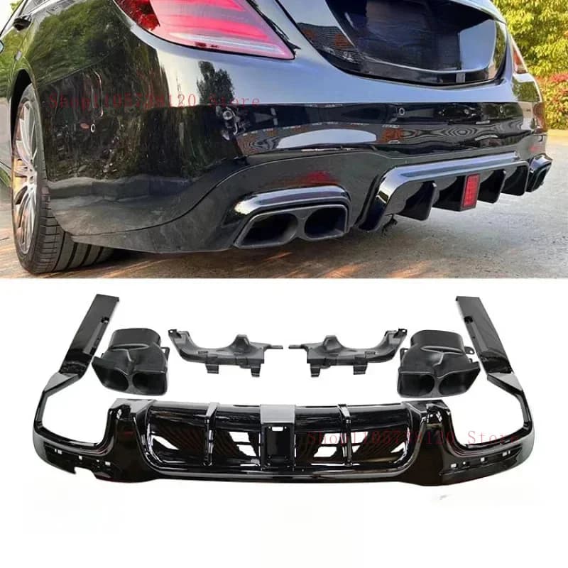Factory Hot Selling S Class - Up To BS Style Black Bodykit Car Front Lip Rear Diffuser With Muffler