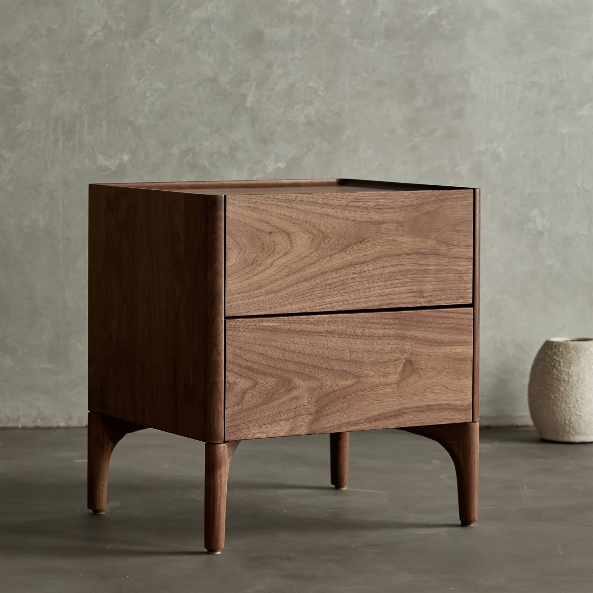 Bedside table Simple modern Nordic pure black walnut all solid wood bedside table