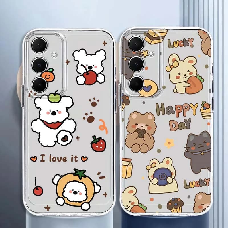 Cat Rabbit Cute Cartoon For Samsung Galaxy A73 A72 A71 A55 A54 A53 A52 A51 A33 A25 A22 A15 A14 A05 TPU Transparent Phone Case