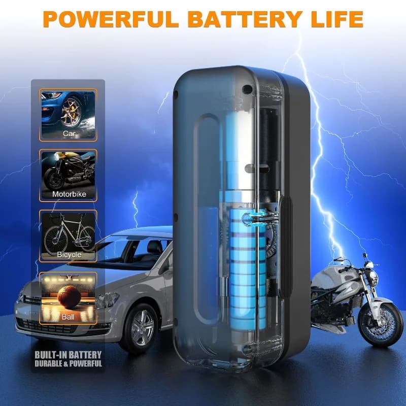 In‑car 12V Tire Top‑up Equipment, Digital Pressure Read Inflation Gear, Suitable for Automobile, E‑bike & Bicycle Tyres