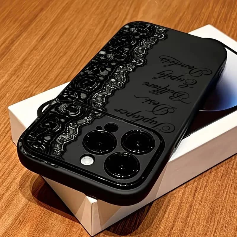 Vintage Black Lace Print Phone Case For IPhone 17 16 15 14 13 12 11 Pro Max XS X XR 16 Plus 17e 16e Shockproof TPU Bumper Cover