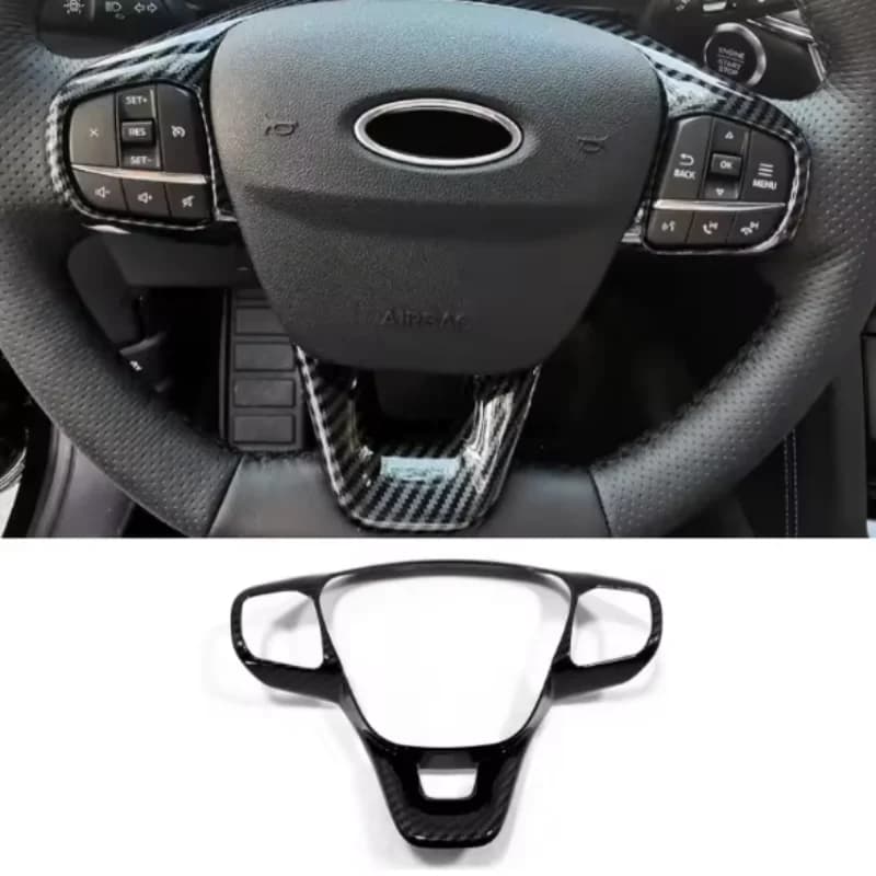 ABS Carbon Fibre Matte For Ford Kuga Escape MK3 2020-2023 Auto Accessories Steering Wheel Trim Control Button Frame Cover