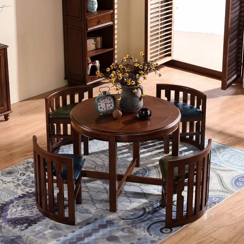GZ-17 american round solid wood 1m dining table for four people, creative 4-person coffee table and dining table