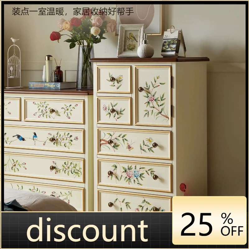 LH bedside chest painted storage storage bedside wall storage retro solid wood