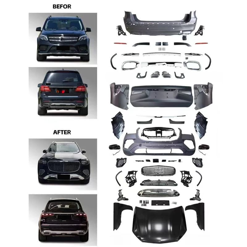 High Quality X166 2016‑2019 PP Full Body Kit Front Bumper Hood Lip Rear Diffuser Exterior Tuning Parts Upgrade to X167 Style