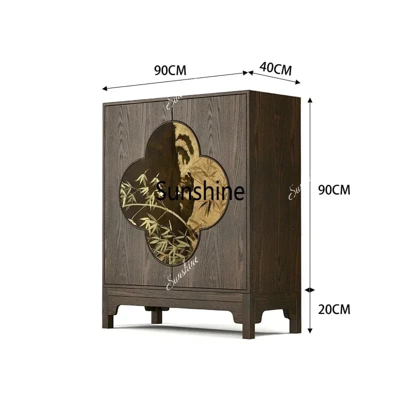 YYYLTT Chinese bamboo solid wood dining side cabinet tea room storage storage cabinet household wall side cabinet