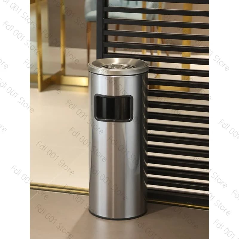 Suitable for Stainless Steel Hotel Lobby Trash Can, Bank Smoke Extinguisher with Ashtray Outdoor Smoking Area Elevator