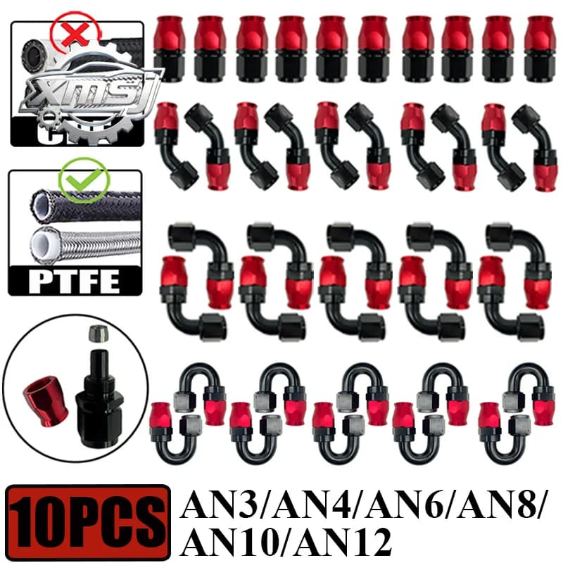 Adaptador  extremo  manguera  combustible reutilizable, accesorio para tubería  freno  línea  aceite, PTFE giratorio, AN3, AN4,