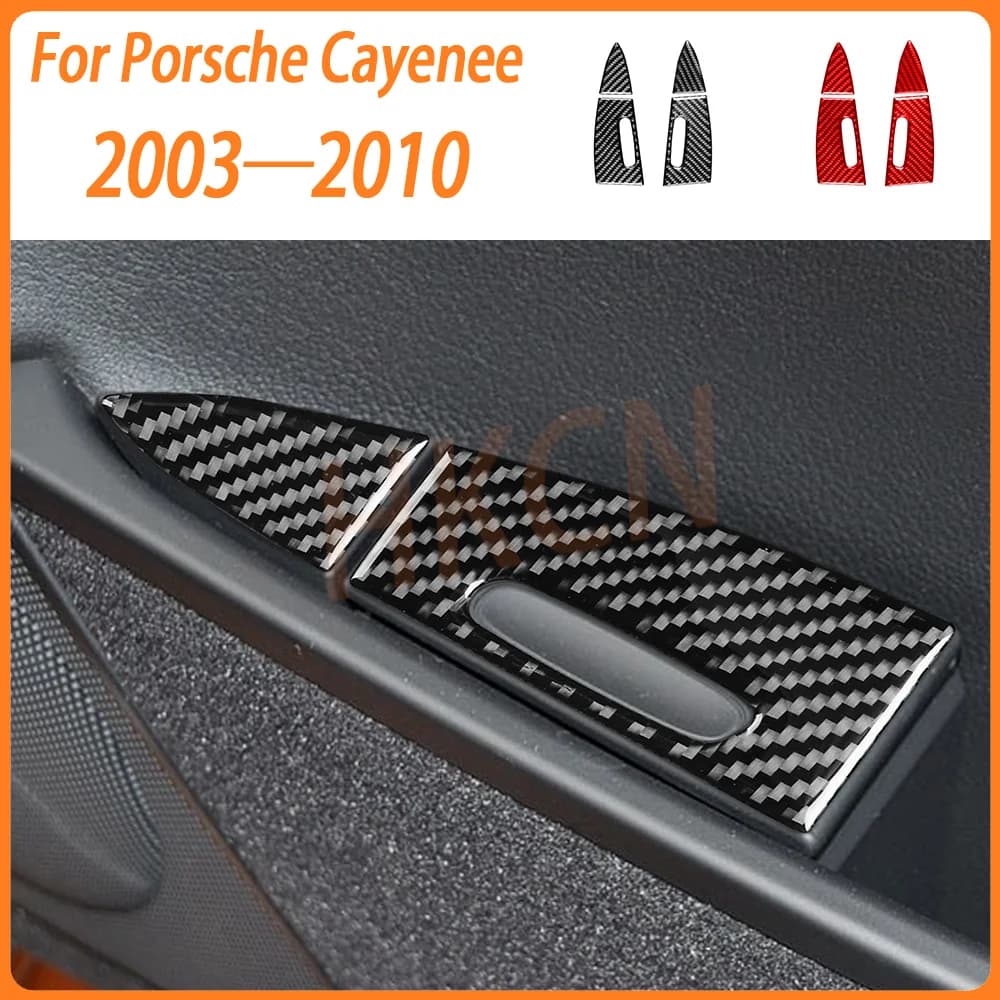 For Porsche Cayenne S GTS Turbo 2003-2010 Carbon Fiber Car Interior Decoration Rear Door Ashtray Trim Sticker Accessoire Voiture