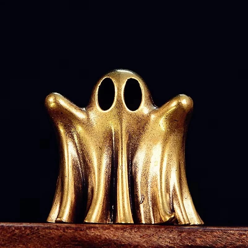 2pcs Brass Halloween Ghost Small Statue Vintage Miniatures Figurines Decorations Crafts Home Decors Ornaments Sculptures