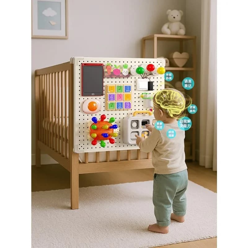 Baby DIY pieces Early education infant busy board fence hole board