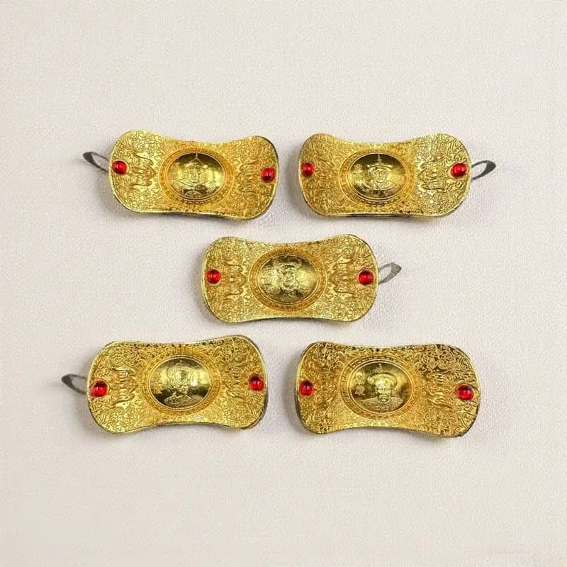 Collectible Ornament Vintage Decorative Item Fortune Prosperity Longevity Happiness Wealth Gemstone Gold Ingot