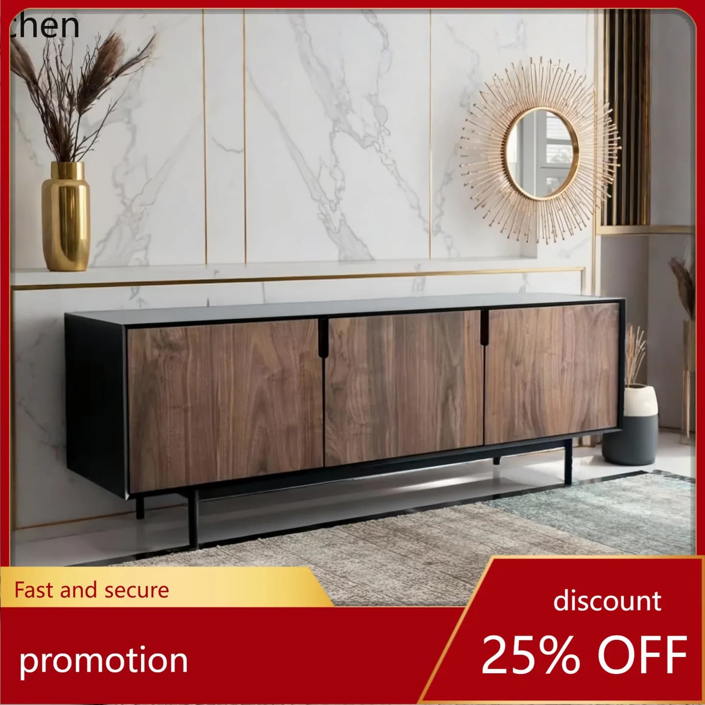 HT Painted TV Cabinet Solid Wood Living Room Audiovisual Cabinet Modern Minimalist Small Apartment Storage Cabinet
